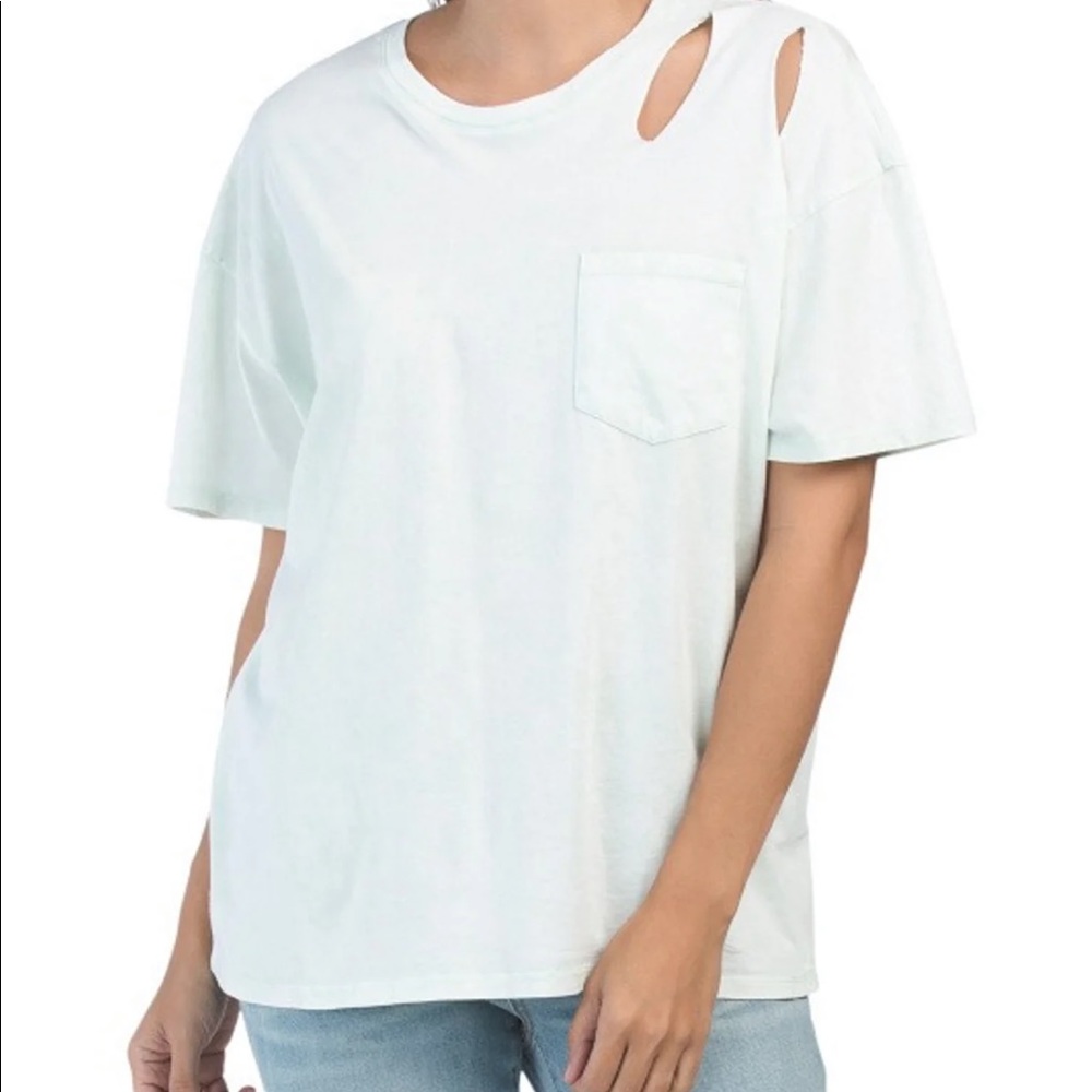 $98 NWT 7 For All Mankind oversized destructed T shirt size M